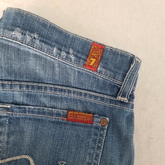 7 For All Mankind Rolled Cuff Denim Shorts, Size 26W - Picture 8 of 12